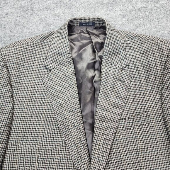 Ralph Lauren Blazer Mens 44L Wool Houndstooth 2 Button Sports Coat Jacket - Picture 6 of 16
